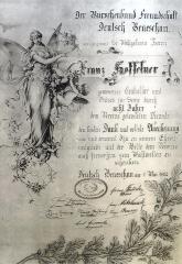 Dankesurkunde des Burschenbundes Freundschaft, Deutsch Beneschau