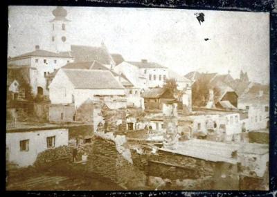 Ortsansicht nach Großbrand in Deutsch Beneschau 1891