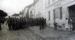 Abmarsch der letzten Grenzschutzabteilung und der Gendarmerie von Deutsch Beneschau 1938