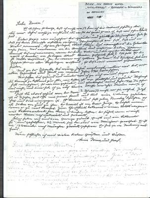 Brief von Johann Watzl an Bruder Alfred aus Australien