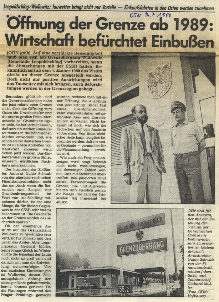 Öffnung der Grenze ab 1989